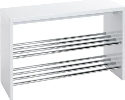 Obrázok produktu pre HAKU Lavica na topánky s úložným priestorom, chróm, biela – MDF, kov, Š/V/H: 81x55x30 cm