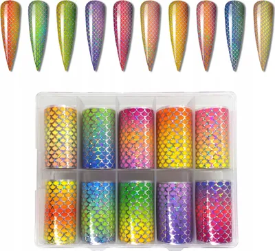 Produktbild von 10xTransferfolie 10cmx4cm Meerjungfrau Ombré Set