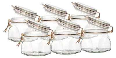 Produktbild von BIELMEIER Einmachgläser 630ml 6 Stück Drahtbügelglas Goldener Bügelverschluss