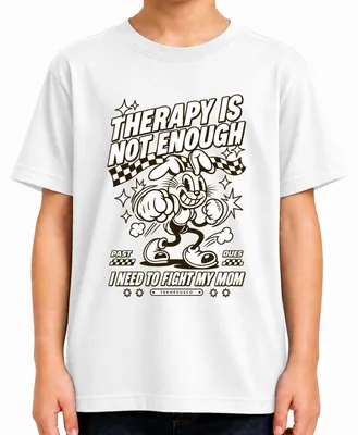 Produktbild von Therapy Is Not Enough I Need To Fight My Mom Rubberhose Cartoon Kinder T-Shirt, Weiß, 116