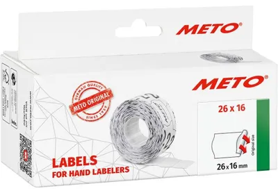 Produktbild von Meto 9506167, Weiß, Preisschild, Permanent, 26 x 16, Papier, 26 mm