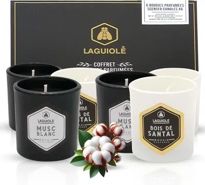 Image de Coffret de bougies parfumées en verre, ensemble cadeau pour femmes, 6 pièces, idéal pour l'aromathérapie et les bougies parfumées, décoration relaxante pour Noël, l'automne et la maison