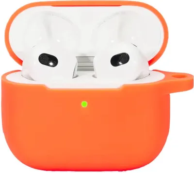 Image de Coque orange vif compatible avec les AirPods 4 – Étui en silicone pour AirPods – Orange – Coque souple – CHPN