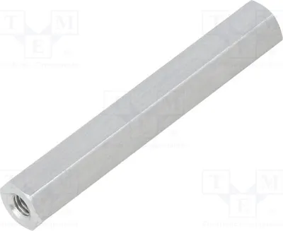 Immagine prodotto di 10 distanziatori filettati con filettatura interna M3, lunghezza 40 mm, esagonali, dimensioni 135x40 mm. Distanziatori