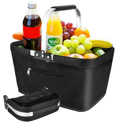 Immagine prodotto di Cesto pieghevole per la spesa - 25 litri. Borsa grande per il picnic con manici imbottiti