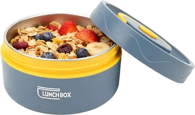 Produktbild von Lunchbox 304 Edelstahl, 420 ml, doppelschichtig, mikrowellengeeignet, für Arbeit, Schule