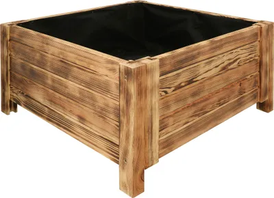 Immagine prodotto di KOTARBAU® Fioriera da Esterno in Legno di Pino 60 x 60 x 30 cm Rustico Vasi Rettangolari da Esterno Rialzata da Esterno con Tessuto Antierba