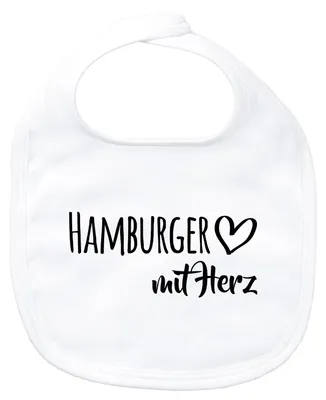 Produktbild von Huuraa Baby Lätzchen Hamburger mit Herz White Klettverschluss  Baumwolle Latz Geschenkidee