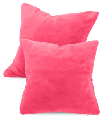 Produktbild von Set mit 2 Kissenbezügen aus korallenfarbenem Plüschfleece, ca. 60 x 60 cm, rosa