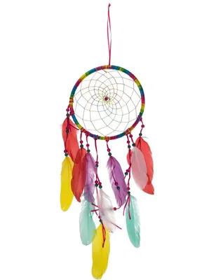 Produktbild von Traumfänger »Dreamcatcher I« Kultobjekt Mobile Bunt mit Federn und Perlen
