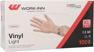 Produktbild von 1000 "WORK-INN" Handschuhe, Vinyl gepudert "Light" transparent Größe XL