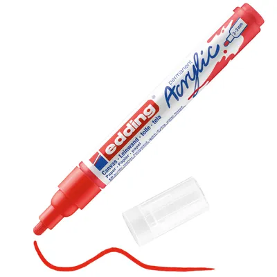Produktbild von Edding 5100 Acrylmarker Medium, Rot, Rot, Medium, 2 mm, 3 mm, Tinte auf Wasserbasis