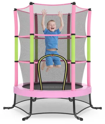 Produktbild von SONGMICS Kinder Trampolin Indoor und Outdoor 174 cm, Mini Fitness Trampolin – pink