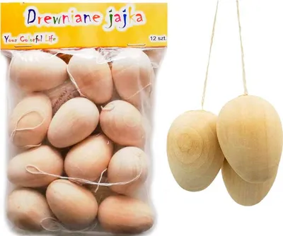 Produktbild von Holzeier 4cm mit Schnüren - 12 Stück