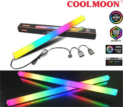Image de COOLMOON Barre de LED A-RGB Barre lumineuse 3 broches Aura Aimant Asus Asrock MSI Gigabyte Table d'hôtes
