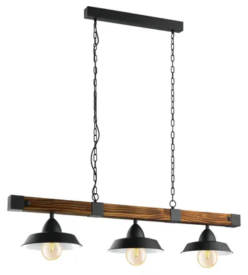 Produktbild von EGLO 49685, Schwarz, Braun, Schwarz, Stahl, Holz, Rund, Restaurant, 3 Glühbirne(n)