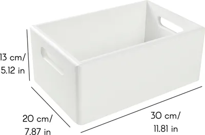 Produktbild von Creative Deco Weiße Holzkiste Obstkiste Korb - 30x20x13cm (+/-1cm) - mit Griffen