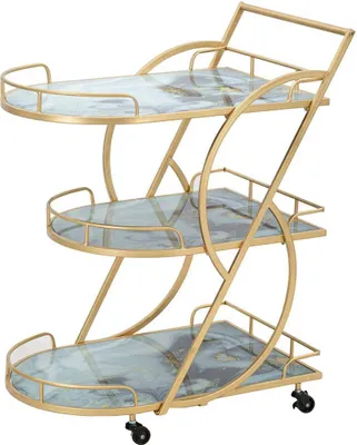 Zdjęcie produktu dla FURNLUX Stolik boczny marmurowy złoty 71cm / Kolor główny: złoty / Wymiary: 71 x 85 x 46 cm