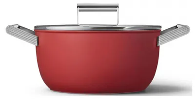 Obrázek produktu pro Hrnek SMEG CKFC2411RDM, 4,8 l, Ø24 cm, Teflonové povrchové úprava, až 250 °C, indukce, červená