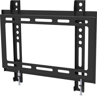 A black metal TV wall mount is shown against a white background.