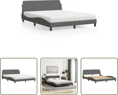Produktbild von The Living Store Bett mit Matratze Dunkelgrau 160x200 cm Stoff