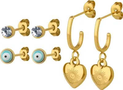 Produktbild von Ohrschmuck Set mit Herzanhänger und Evil Eye