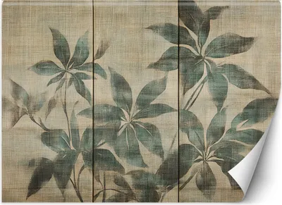 Produktbild von Vlies fototapete Pflanzenblätter auf strukturiertem Hintergrund 400x280 cm Feeby Beige inkl. Kleber einfache Montage