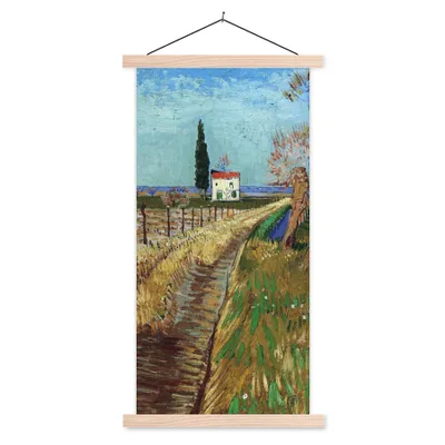 Produktbild von MuchoWow® Textilposter Weg durch ein Weidenfeld - Vincent van Gogh 40x80 cm mit holzfarbenen Rahmen - Wohnzimmer