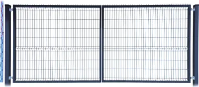 Produktbild von Doppelflügeltor 170 cm anthrazit graphit Einstabmatten 3D zwei PFOSTEN RAL7016 zweiflügelig 173 cm zweiflügelige Toranlage Einfahrtstor Doppelstabmatten