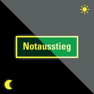Produktbild von Aufkleber | PERMALIGHT power langnachleuchtend Rettungszeichen Notausstieg, p...