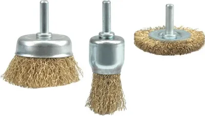 Immagine prodotto di 3 pezzi. Set di spazzole in filo d'acciaio Spazzola rotonda Spazzola spazzola Spazzola per superfici