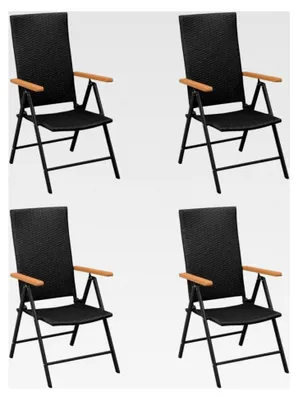 Produktbild von Gartenstühle 4 Stück Poly Rattan Schwarz