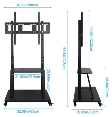 Immagine prodotto di Carrello TV mobile - Supporto a pavimento per TV - Per schermi da 81 a 254 cm - Altezza regolabile - Massimo 100 kg - Standard VESA 800 x 500 - Ruote bloccabili