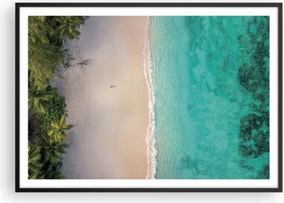Produktbild von Gerahmtes Poster - Schwarzer Rahmen - Strand Tropen Rand - 100x70 cm - Wand Bild - Wanddeko - Wandbilder - Kunstposter - Wandposter - Bilderrahmen - Bilder - Kunstdruck - P2BAA100x70-5000