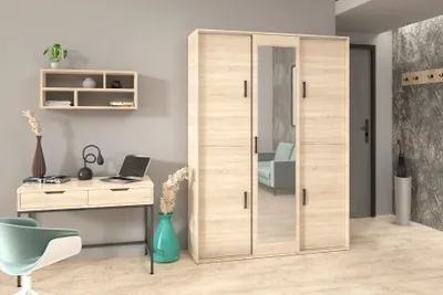 Obrázek produktu pro Prostorná šatní skříň se zrcadlem 150 cm AUREVIA - dub sonoma