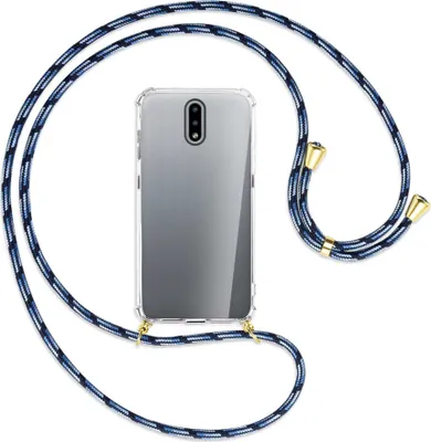 Produktbild von Handykette Backcover-Schutzhülle mit Band (Metall goldfarben) für Nokia 2.3 - Blautöne