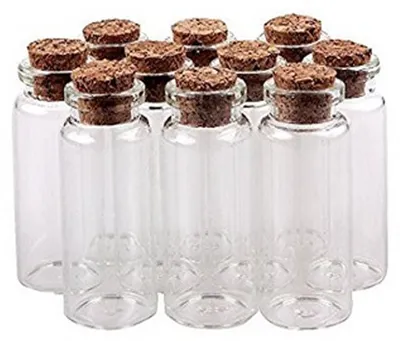 Glasflaschen 10ml mit Korkstopfen, 25 Stück, transparent
