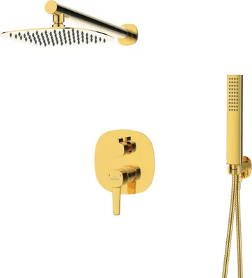 Produktbild von BADLAND Komplettes Duschsystem GLAMOUR Unterputz Armatur Wasserhahn mit Kopfbrause in Gold