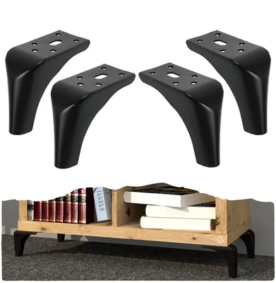 Produktbild von Stahl-Möbelfuß Typ L 10 cm, schwarz matt, 4 Stück