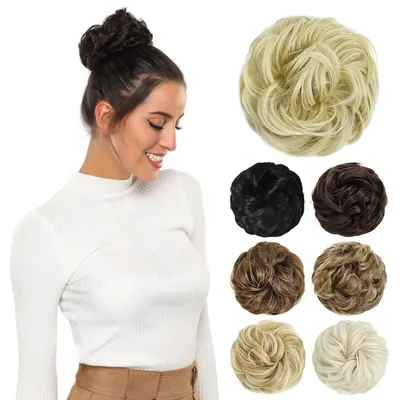 Produktbild von Dutt Haarteil mit Gummiband Gelockt für Messy Bun 45g Naturblond