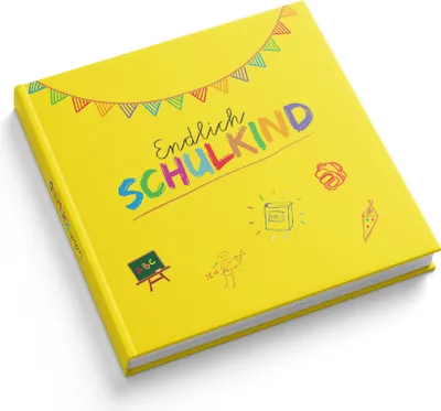 Produktbild von itenga Gästebuch Motiv Endlich Schulkind GELB 88 Seiten 21 x 21cm