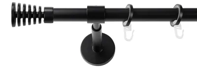 Produktbild von SN Deco Gardinenstange Gap, 19 mm, 1-läufig, Stahl, Komplett-Set mit Ringen, geschlossener Träger, 160 cm, schwarz