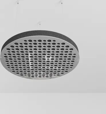 Produktbild von 2-Stück Akustik Deckenpaneele «CIRCLES-C» mit Montageset | Absorption - Diffusion - Reflexion - Schalldämmung - Isolierung | Acoustic Cloud Panel | 50x50x3cm | Farbe: Weiß glänzender Kunststoff