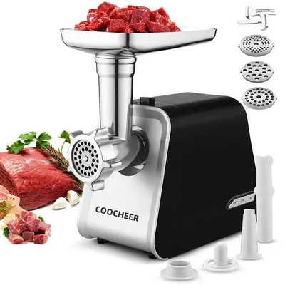 Fleischwolf 4-in-1, 2000 W, 3 Metallscheiben, Wurstfüller, Kebbe-Zubehör
