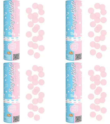 Produktbild von 4 Konfettikanonen Babyshower rosa Mädchen