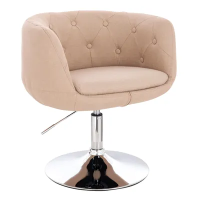 Produktbild von SVITA PANAMA Retro Loungestuhl Polsterstuhl Cocktailsessel Tellerfuß Metall Stoffbezug Beige