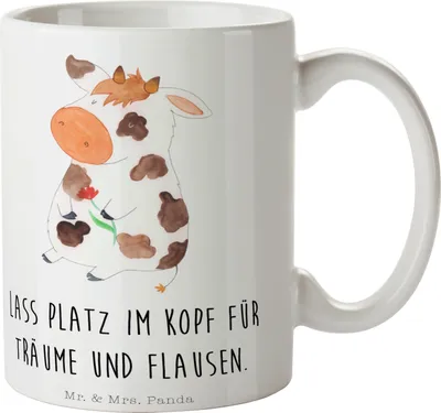 Produktbild von Mr. & Mrs. Panda Teebecher Kuh - Weiß - Geschenk, haferl, Bauernhof, Spruch, Kaffeebecher, Kaffeetasse, Motivtion, Hof, Tasse, Trinkbecher, Kühe, Becher