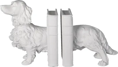 Obrázek produktu pro Clayre & Eef Sada 2 zarážek na knihy Pes 28x12x22 cm Bílý plast