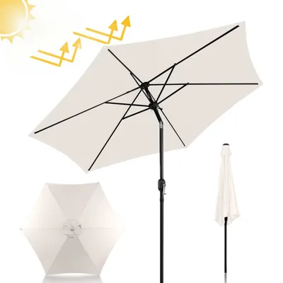 Immagine prodotto di Ombrellone da spiaggia Jopassy, Ø 270 cm Beige Ombrellone da giardino Ombrellone da mercato, ombrellone da terrazza con copertura protettiva, ombrellone parasole, copertura protettiva per ombrellone a braccio