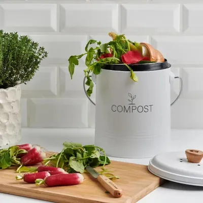 Image de Seau à compost rond 8l blanc - Guillouard - 040616 -